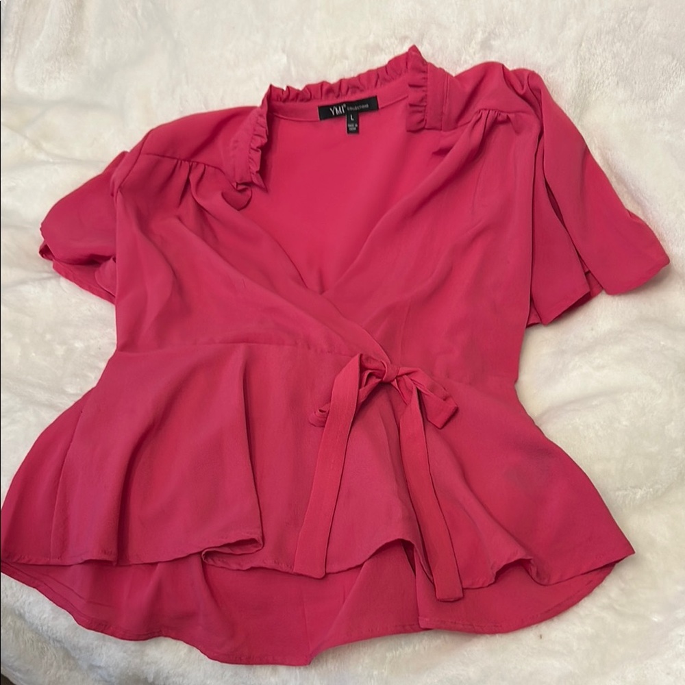 YMI Women's Pink Wrap Top